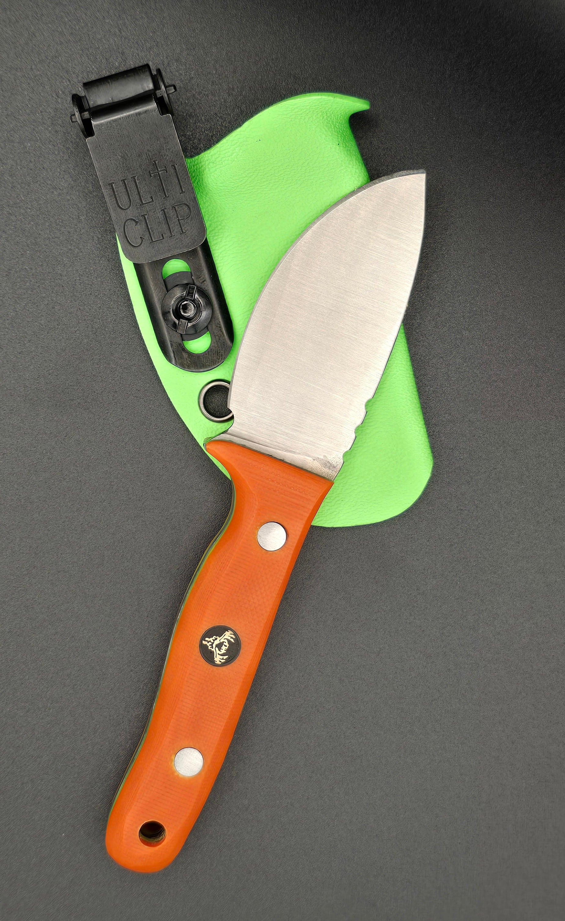 EDS Every Day Skinner — Nitro-V / Hunter Orange G10 Liners / Lime Green Kydex