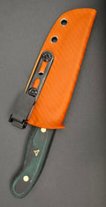 Boner Boning Knife — AEB-L / Green Wood Grain Micarta / Carbon Fiber Orange Kydex